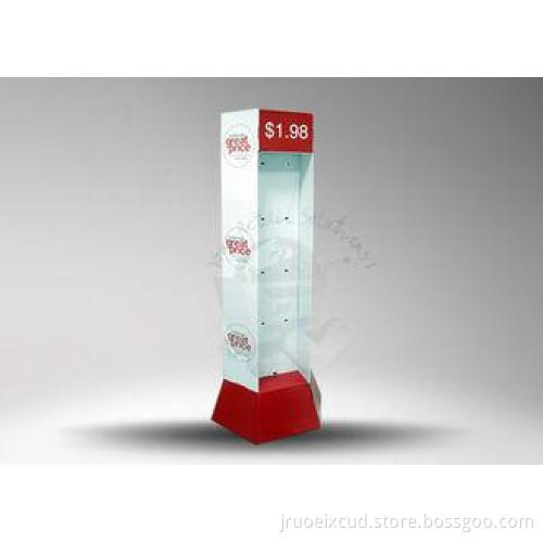 3 Sided Waterproof Cardboard Hook Display Stand for Hanging